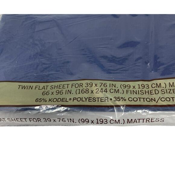 Springmaid Wondercale No-Iron Twin Sheets Navy Pinafore Solids New Old Stock NIP - Picture 4 of 11